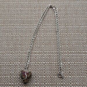 18 Inch Sterling Silver Rustic Handmade Raw Ruby Stone Necklace A1977